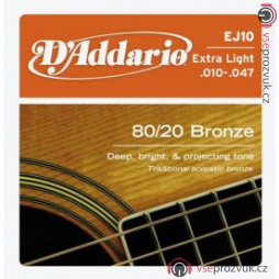 D'ADDARIO EJ10 80/20 Bronze Extra Light - .010 - .047