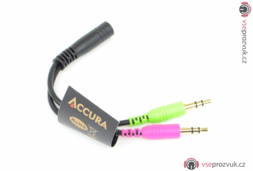 Accura AC53 - Kabel 3,5mm Jack TRRS Samice na 2x 3,5mm jack TRS Samec