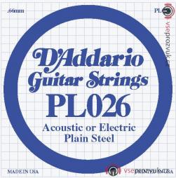D'ADDARIO Plain Steel - Jednotlivá struna - .026
