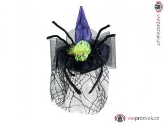 Halloween čarodějnický klobouk s pavoukem