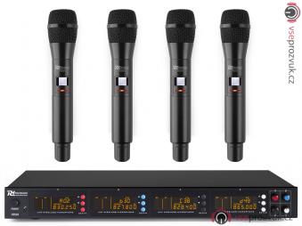 Power Dynamics PD504H, 4-kanálový UHF mikrofonní set, 4x ruční mikrofon