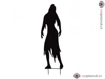 Kovová silueta zombie ženy, černá, 135cm