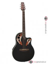 Dimavery OV-500, kytara elektroakustická typu Ovation, černá
