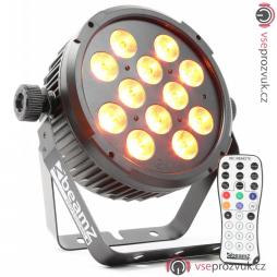 BeamZ LED FlatPAR reflektor 12x10W RGBAW-UV, IR, DMX, černý