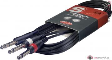 Stagg SYC3/PS2P E, kabel stereo JACK/2x JACK, 3m