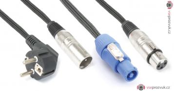 BeamZ Professional CX08-10 Light Combi Cable Schuko - XLR M / Powerconnector A - XLR F 10M