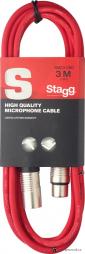 Stagg SMC3 CRD, kabel mikrofonní XLR/XLR, 3m, červený