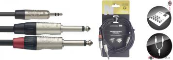 Stagg NUC3/MPS2PR, kabel Jack 3,5 mm stereo - 2x Jack 6,3 mm mono, 3m