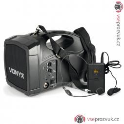 Vonyx ST-012, přenosný 6,5&quot; řečnický systém USB/VHF, 30W, hlavový mikrofon