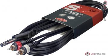 Stagg SYC3/PS2CM E, kabel 2x RCA/stereo JACK, 3m