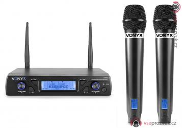 Vonyx WM62, UHF mikrofonní set 2 kanálový, 2x ruční mikrofon