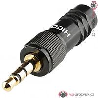 HICON J35S-SCREW-M - Jack 3.5mm stereo, zajišťovací, zlacené kontakty. max kabel do 5.8mm