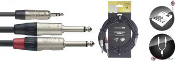 Stagg NUC6/MPS2PR, kabel Jack 3,5 mm stereo - 2x Jack 6,3 mm mono, 6m