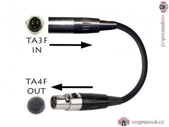 Redukce Mini XLR 3-pin samec - Mini XLR 4-pin samice